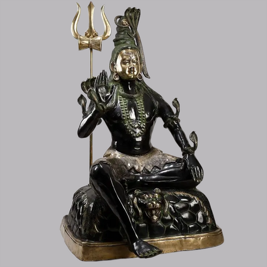 Brassaura® Brass Large Sitting Shiva Statue | Height 57 Inches & Weight 135.10 kg