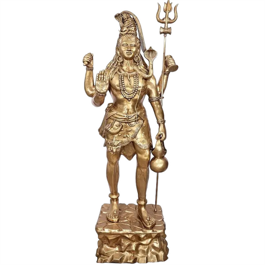 ब्रासौड़ा® ब्रास बड़ी खड़ी शिव प्रतिमा | ऊंचाई 91 इंच और वज़न 170 किलोग्राम