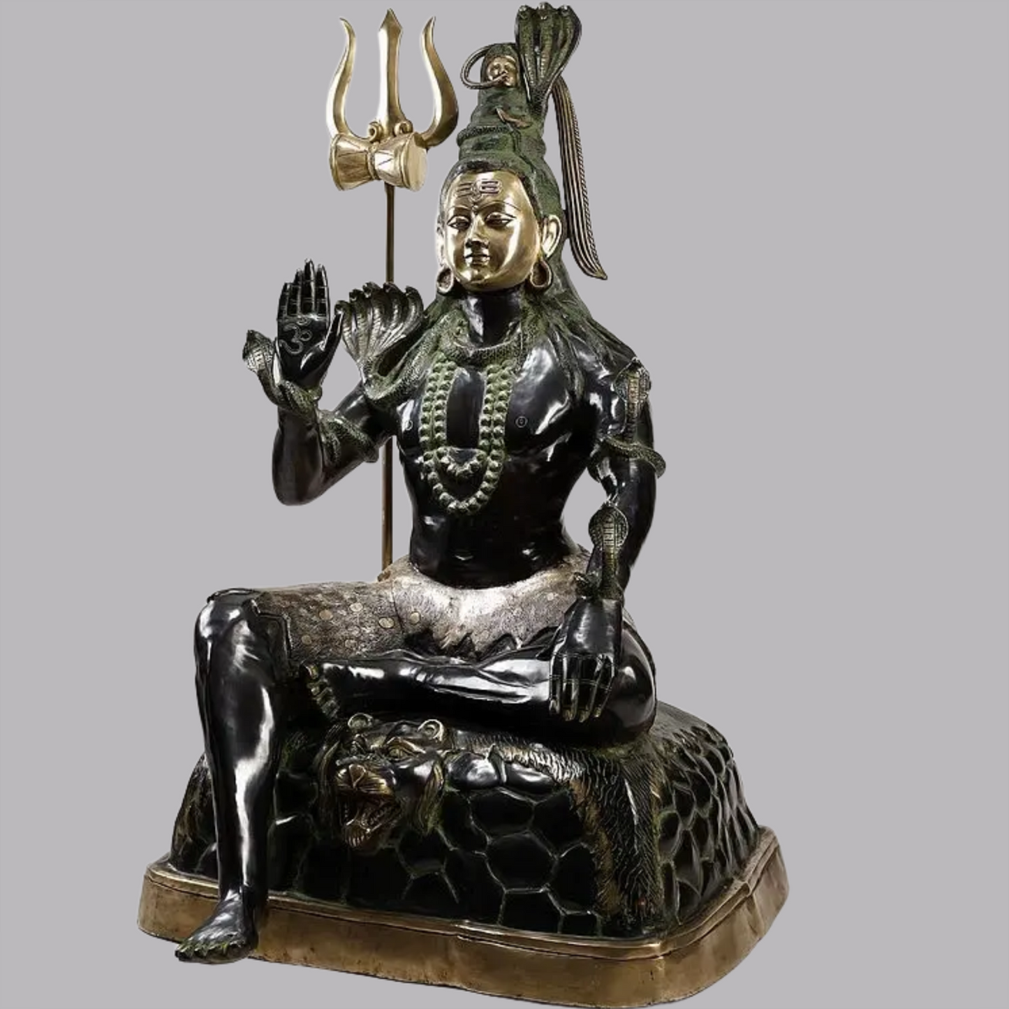 ब्रासौर® ब्रास लार्ज सिटिंग शिव प्रतिमा | ऊंचाई 57 इंच और वजन 135.10 किलोग्राम