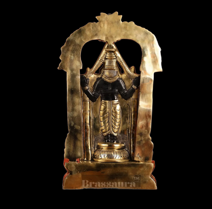 Brassaura™ Brass Handcrafted Tirupati Balaji Idol with Dual Tone Finish – 20 Inches, 12 Kgs