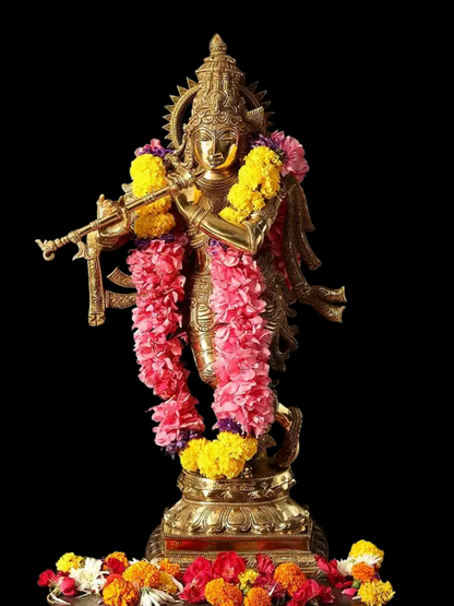 Brassaura® Brass Krishna Ji Statue | Height 26 Inches & Weight 14.35 kg