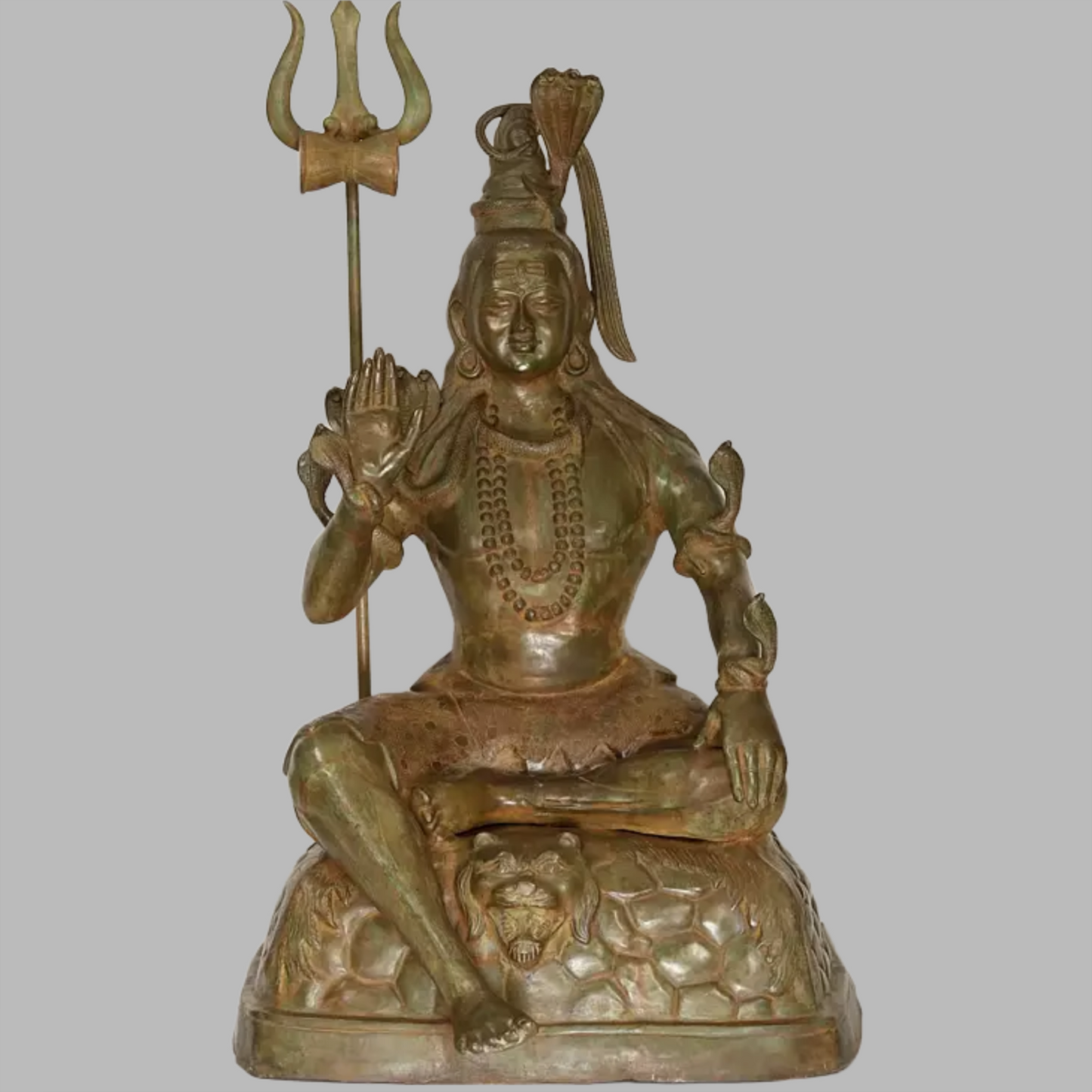 Brassaura® Brass Large Sitting Shiva Statue | Height 57 Inches & Weight 135.10 kg
