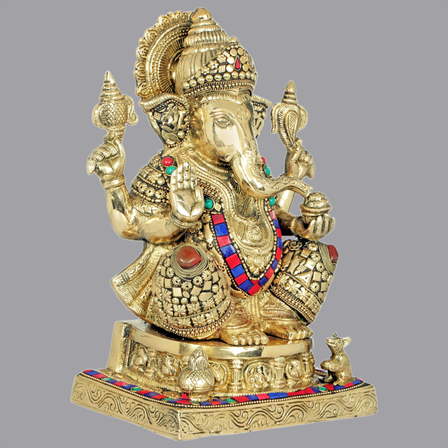 Brassaura® Fine Inlay Ganesha Idol | Height 11 Inches & Weight 5.94 kgs