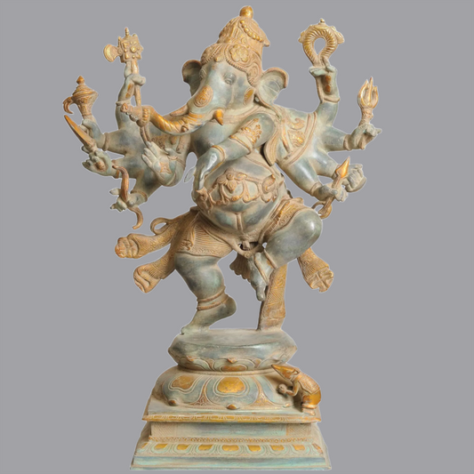 Brassaura® Ashtabhuja Dhari Yuddha Ganesha | Height 26 Inches & Weight 23.40 kgs