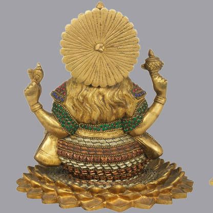 Brassaura® Lakshmi Ganesha Inlay Statue Set | Height 8 Inches & Weight 7 kgs