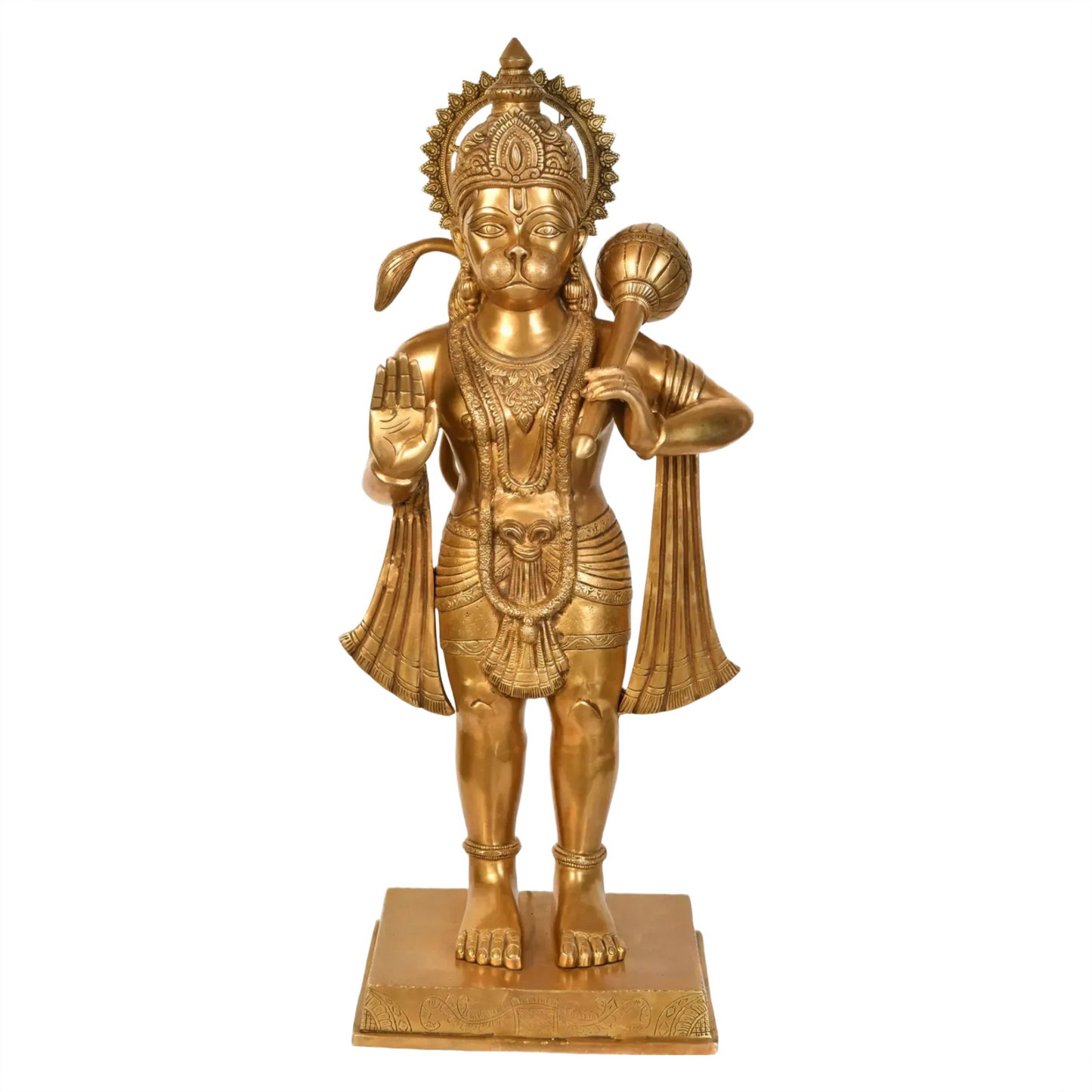 Brassaura® स्टैंडिंग ब्लेसिंग हनुमान | शुद्ध पीतल | ऊँचाई 36 इंच और वज़न 30.70 किलोग्राम