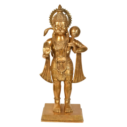 Brassaura® स्टैंडिंग ब्लेसिंग हनुमान | शुद्ध पीतल | ऊँचाई 36 इंच और वज़न 30.70 किलोग्राम