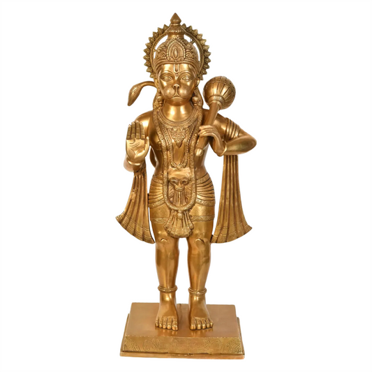 Brassaura® स्टैंडिंग ब्लेसिंग हनुमान | शुद्ध पीतल | ऊँचाई 36 इंच और वज़न 30.70 किलोग्राम