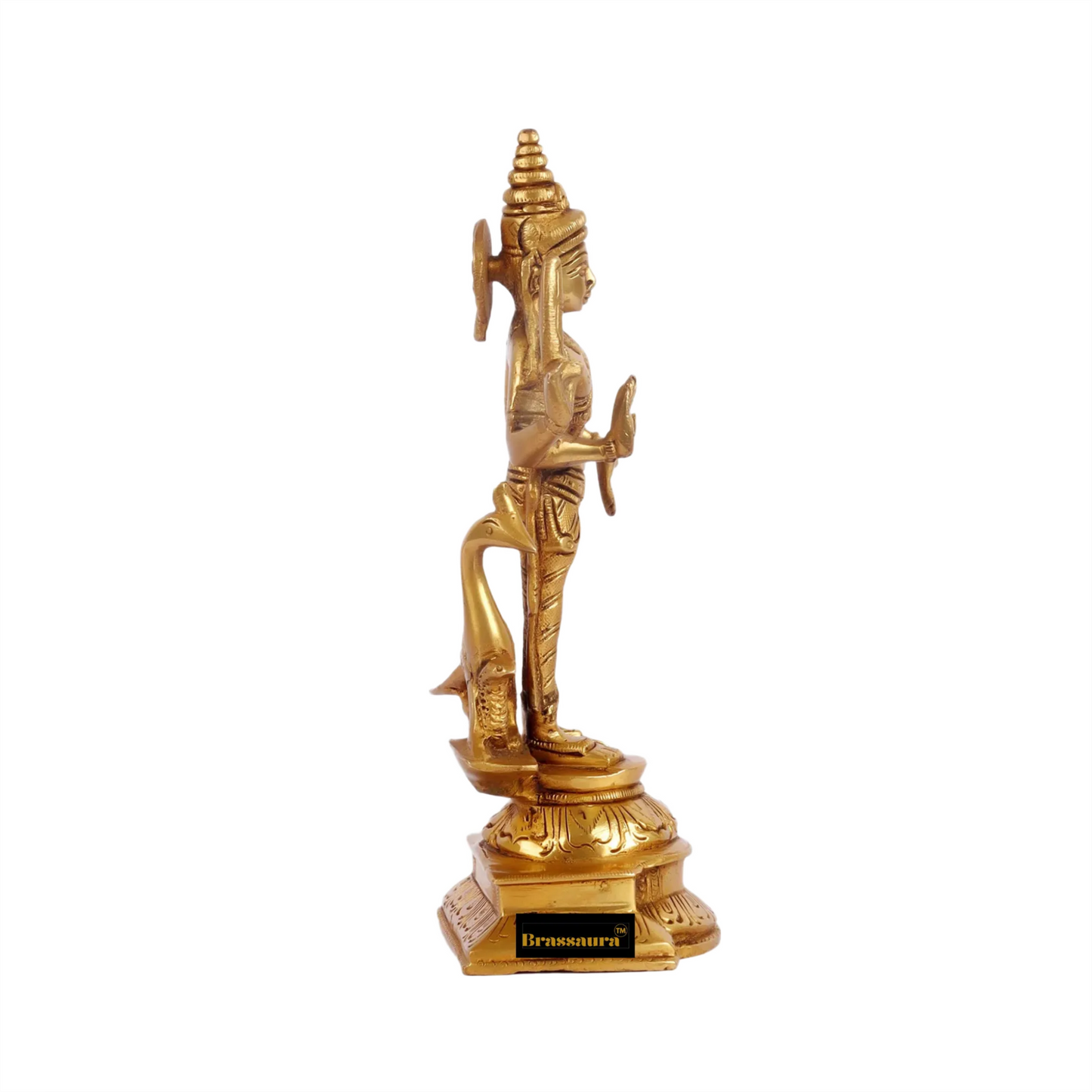 Brass Kartikiya Idol for Home and Decor Height 8.2 Inches & Weight 1.42 Kgs