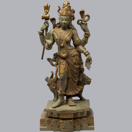 Brassaura® Brass Ardhanarishwara Statue | Height 17.5 Inches & Weight 8.90 kg