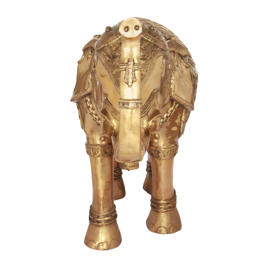 Brassaura® Decorative Brass Elephant Sculpture – Brass Finish | Pure Brass | Height 31.5 Inches & Weight 70.90 kgs