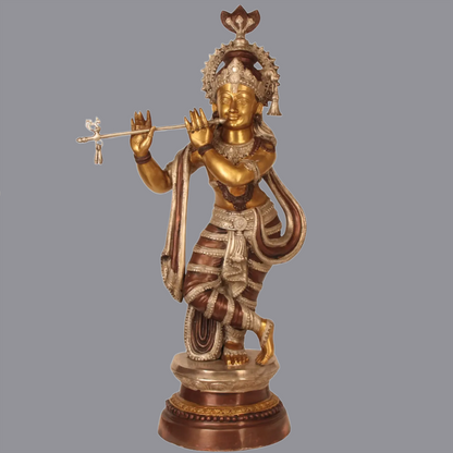 Brassaura® Brass Krishna Statue | Height 36.02 Inches & Weight 22.10 kg
