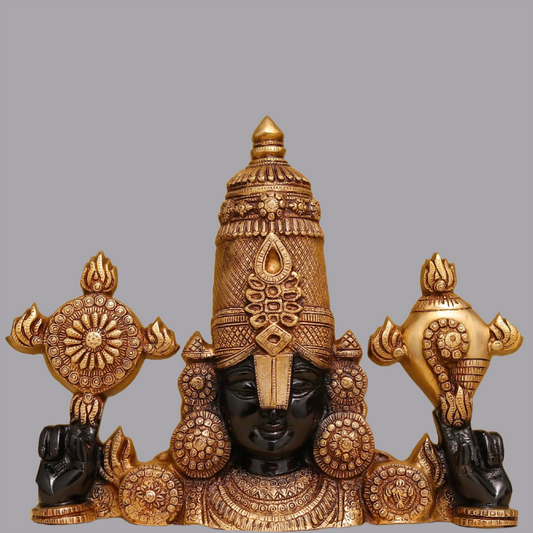 Brassaura® वॉल हैंगिंग तिरुपति बालाजी शुद्ध पीतल में | ऊंचाई 16 इंच