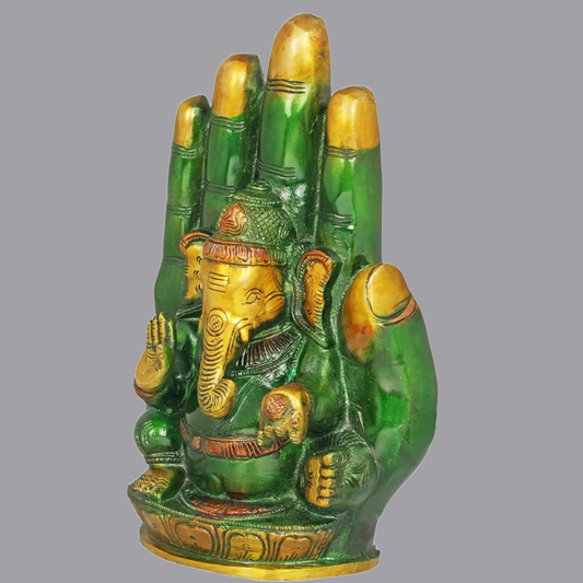 Brassaura® Lord Ganesha in Blessing Hand | Brass with Inlay Work | Height 9 Inches | Weight 2.60 kgs