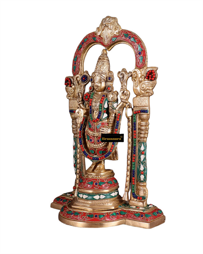 Brass Gem Stone Work Balaji Idol For Home Decor Height 14 Inch & Weight 5.6 Kg