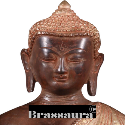Brass Blessing Buddha For Home Decor Weight 3.42 kg & Height 10.5 Inch