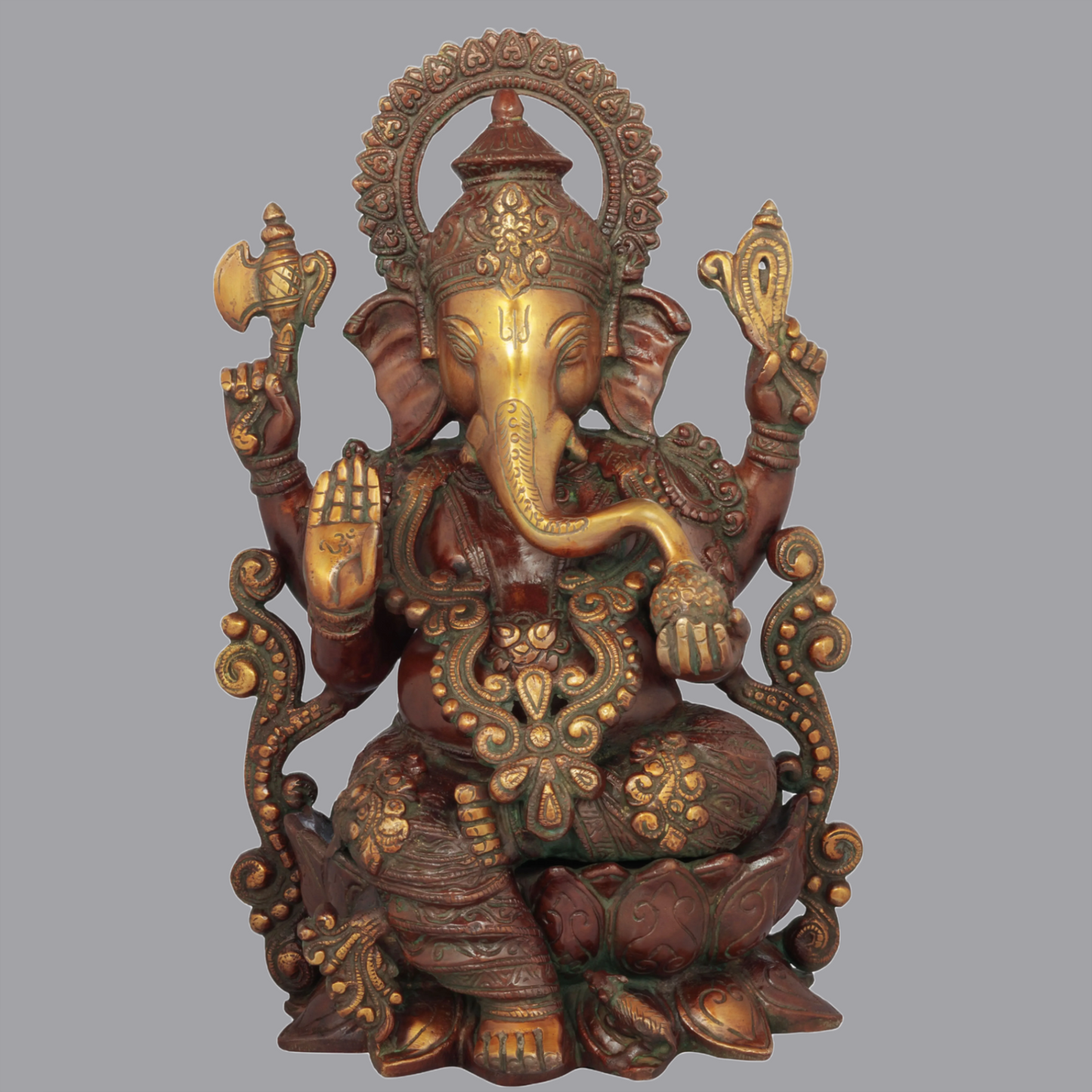 Brassaura™ Seated Bhagawan Ganesha in Ornate Finish | Height 13 Inches & Weight 7.90 kgs
