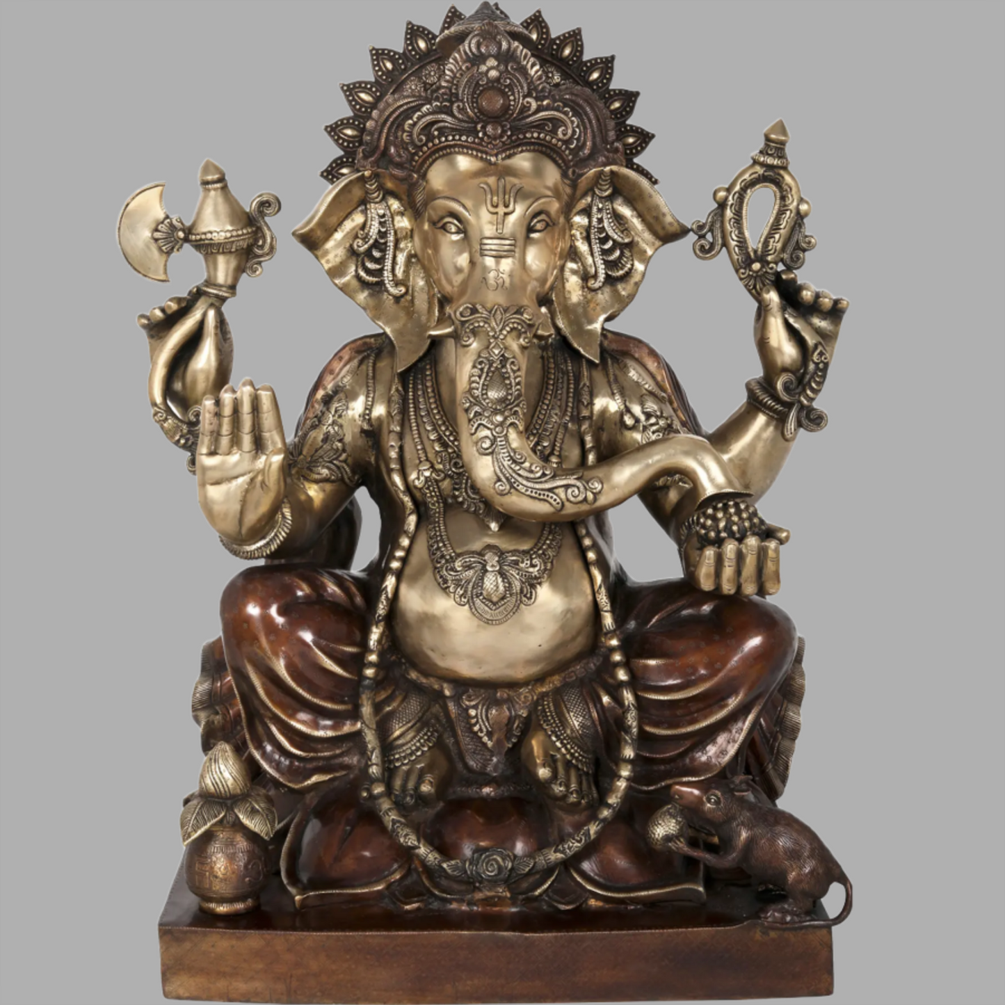 Brassaura™ Grand Seated Ganesha Idol with Ornate Detailing | Height 31 Inches & Weight 67.50 kgs