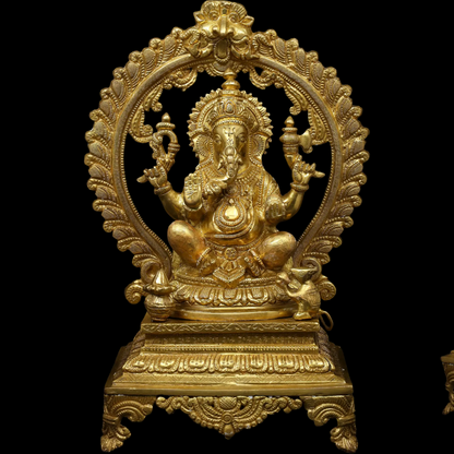 Brassaura™ Brass Ganesha Statue | Height 14 Inches & Weight 6.60 kgs