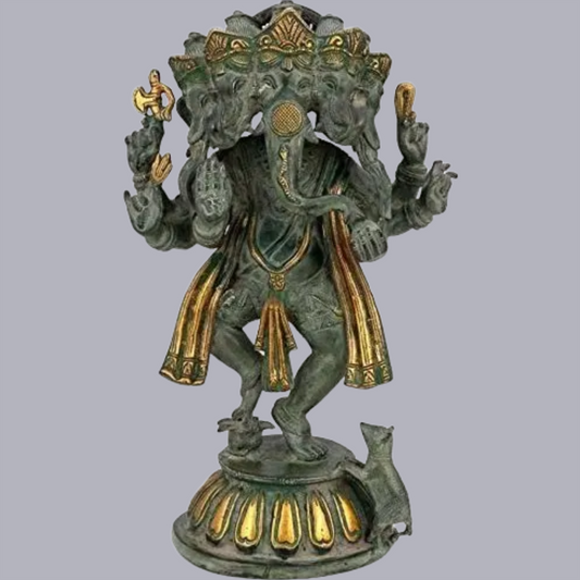 Brassaura™ Panchmukhi Ganesha Brass Statue | Height 14.5 Inches & Weight 7.90 kgs