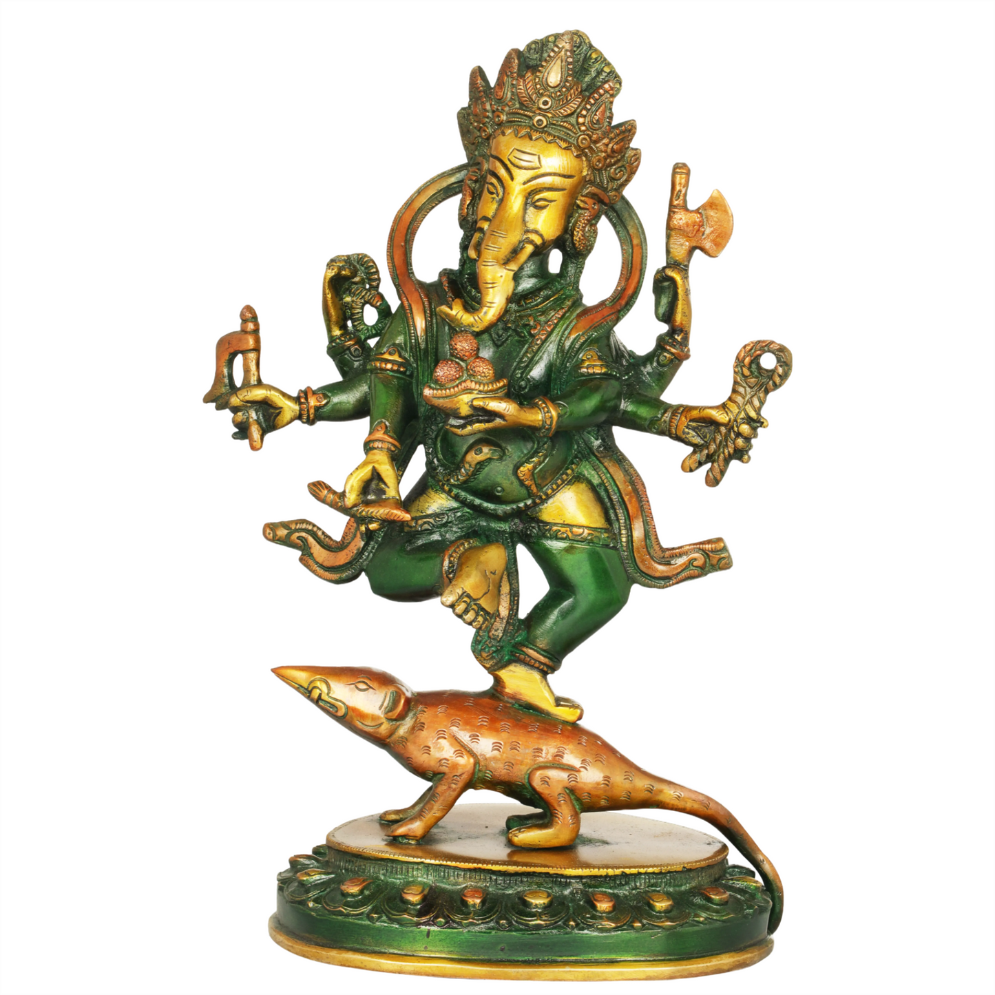 Brassaura™ Dancing Lord Ganesha Brass Statue | Height 11.4 Inches & Weight 3.10 kgs