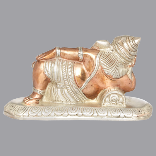 Brassaura® Relaxing Ganesha Reclining Statue in Brass | Height 4 Inches | Weight 1.40 kgs