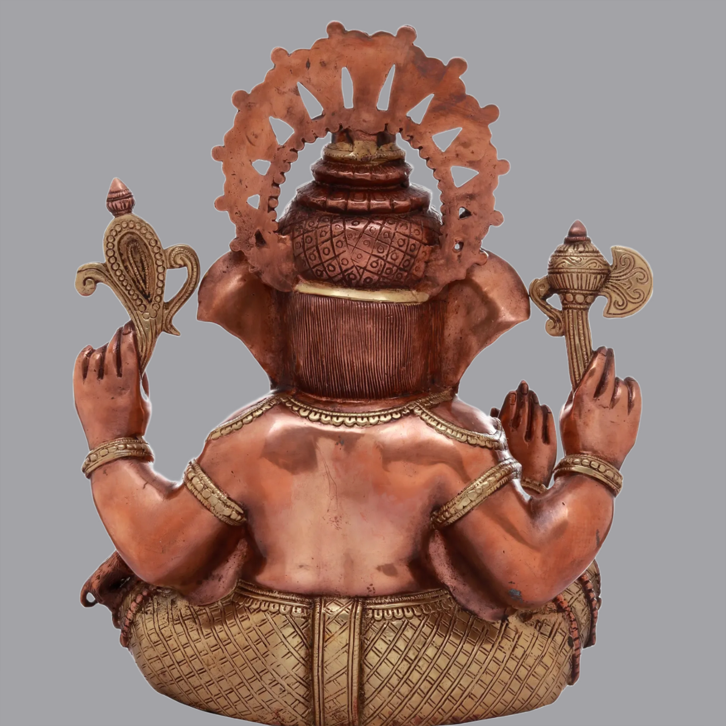 Brassaura™ 16 Inches Chaturbhuja Seated Ganesha Granting Abhaya | Brass Statue | Height 16 Inches & Weight 16.60 kgs