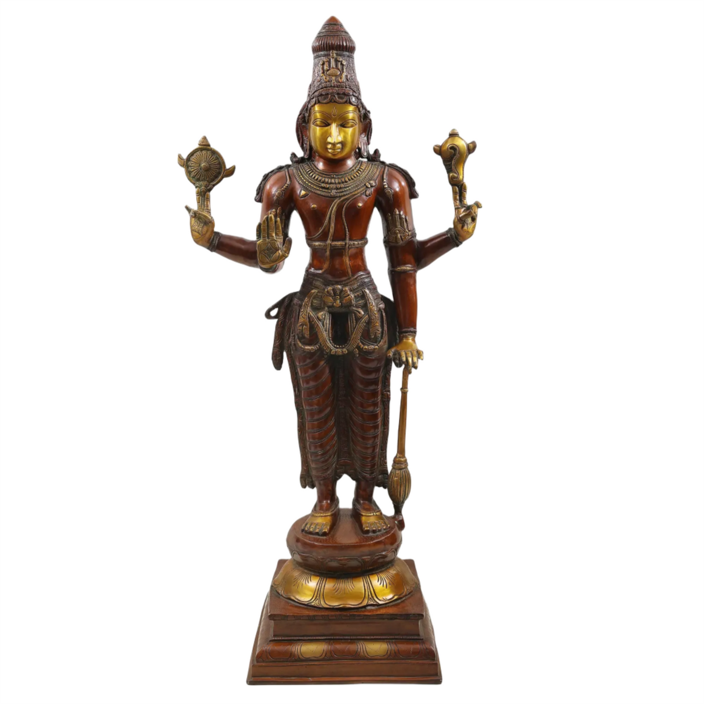 ब्रेसौरा® भगवान विष्णु प्रतिमा | शुद्ध पीतल | ऊंचाई 37 इंच और वज़न 27 किलो
