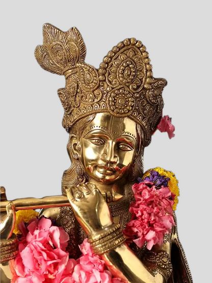 Brassaura® Brass Krishna Statue | Height 31 Inches & Weight 21.65 kg