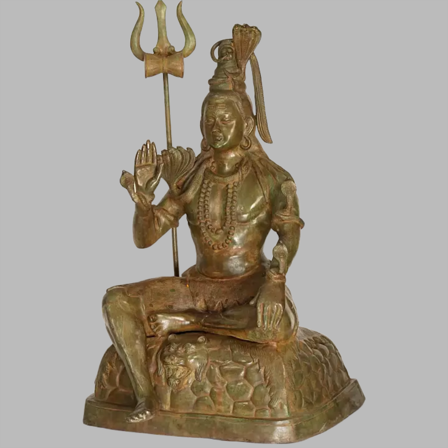 Brassaura® Brass Large Sitting Shiva Statue | Height 57 Inches & Weight 135.10 kg