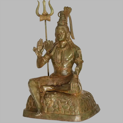 Brassaura® Brass Large Sitting Shiva Statue | Height 57 Inches & Weight 135.10 kg