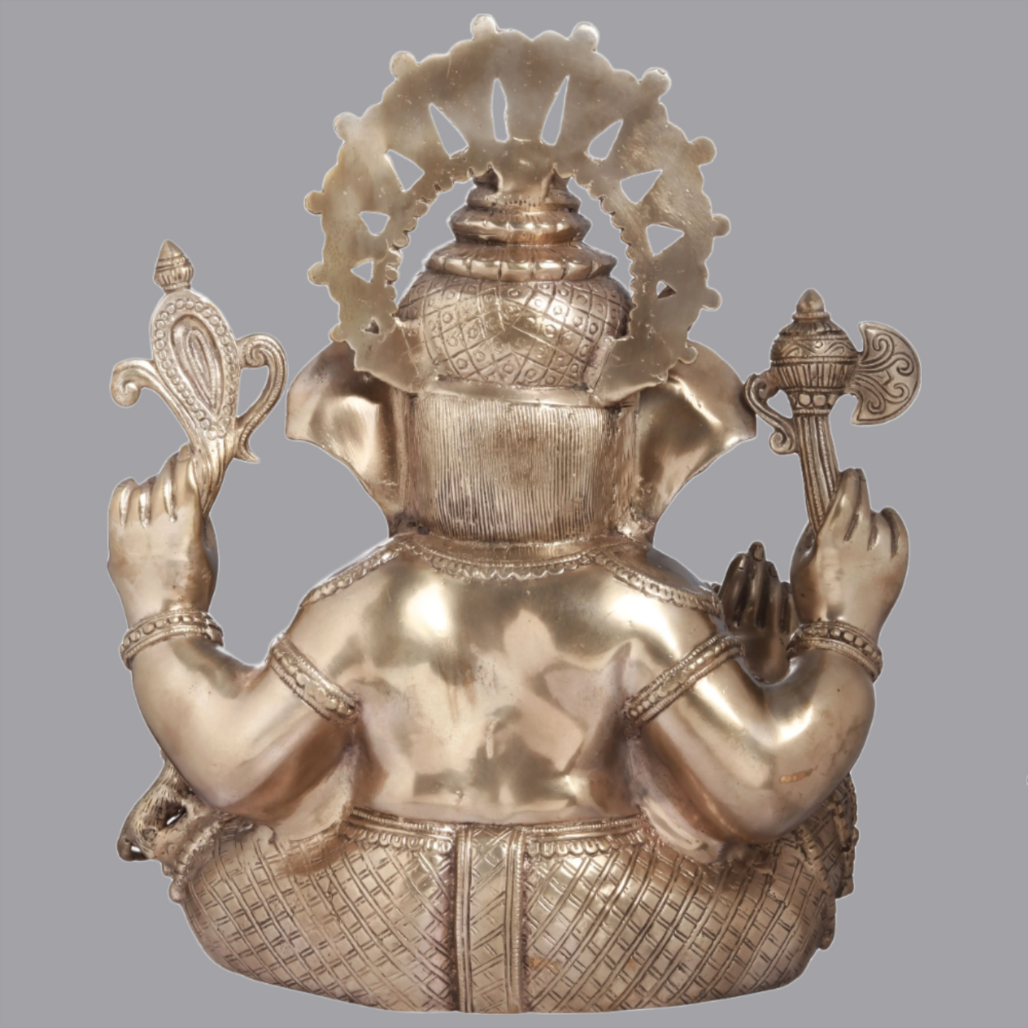 Brassaura™ 16 Inches Chaturbhuja Seated Ganesha Granting Abhaya | Brass Statue | Height 16 Inches & Weight 16.60 kgs