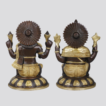 Brassaura® Lakshmi Ganesha Brass Pair | Brass Statue | Height 14 Inches & Weight 15.60 kgs
