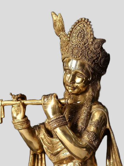 Brassaura® Brass Krishna Statue | Height 31 Inches & Weight 21.65 kg