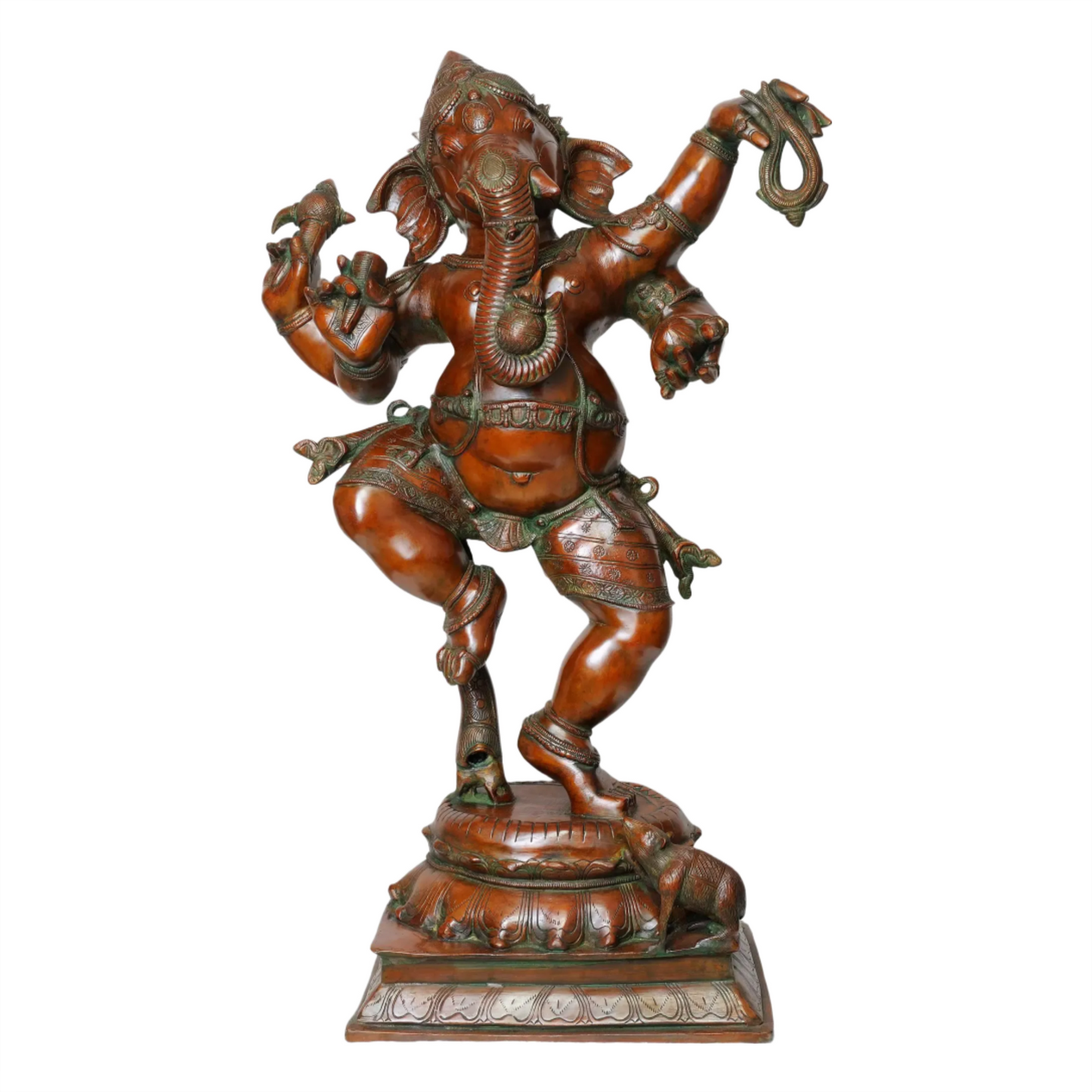 Brassaura™ Grand Dancing Ganesha in Antique Copper Finish | Brass Sculpture | Height 40 Inches & Weight 49 kgs