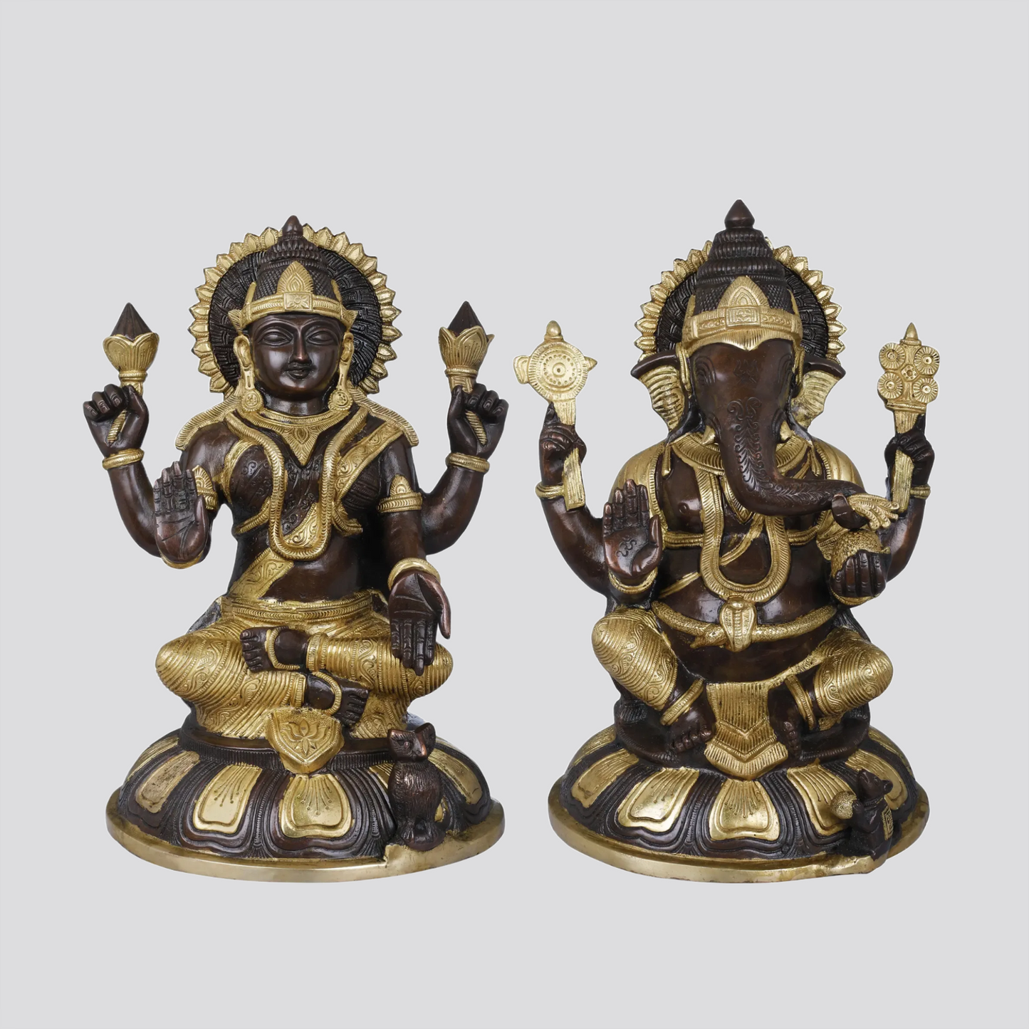 Brassaura® Lakshmi Ganesha Brass Pair | Brass Statue | Height 14 Inches & Weight 15.60 kgs