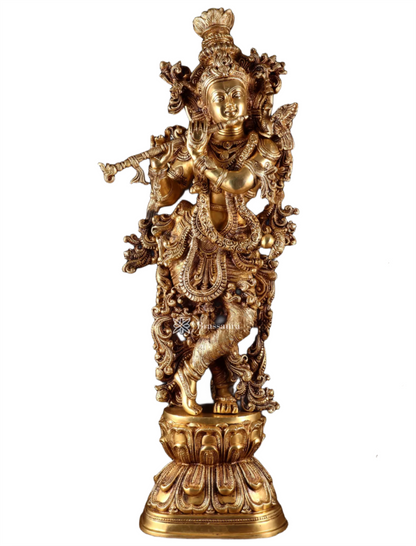 Brassaura™ Brass Superfine Krishna Statue – Height 30 Inches & Weight 20 Kgs