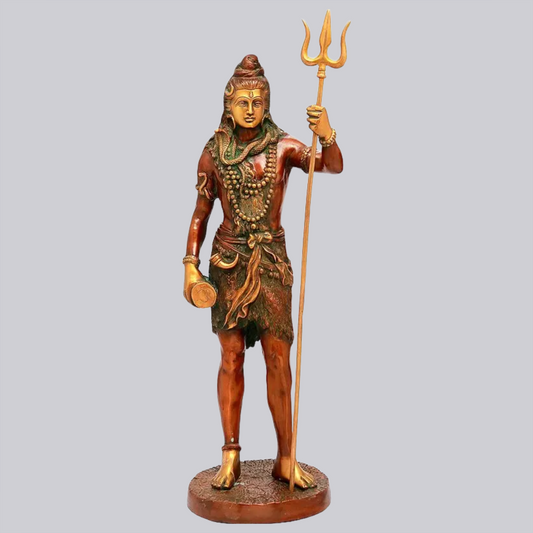 Brassaura™ Standing Lord Shiva Idol with Trishul | Height 26 Inches & Weight 10 kgs