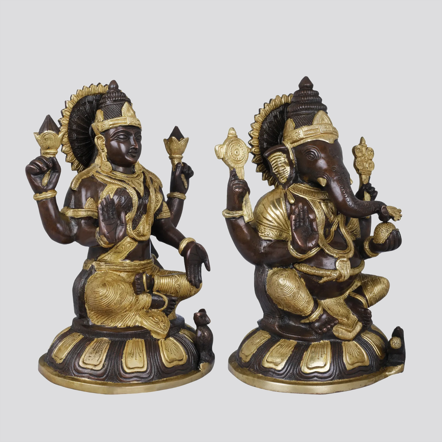 Brassaura® Lakshmi Ganesha Brass Pair | Brass Statue | Height 14 Inches & Weight 15.60 kgs