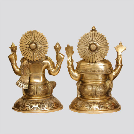 Brassaura® Lakshmi Ganesha Brass Pair | Brass Statue | Height 14 Inches & Weight 15.60 kgs