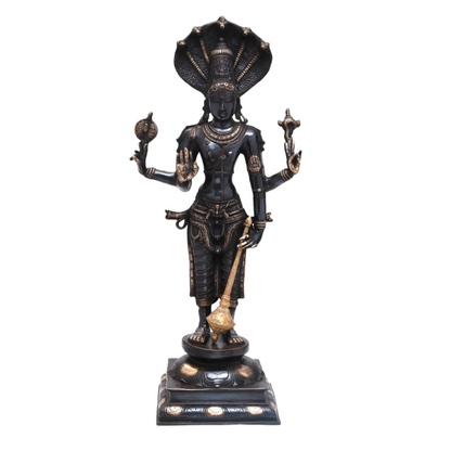 Brassaura® Lord Vishnu Statue | Pure Brass | Height 32 Inches & Weight 19.50 kgs