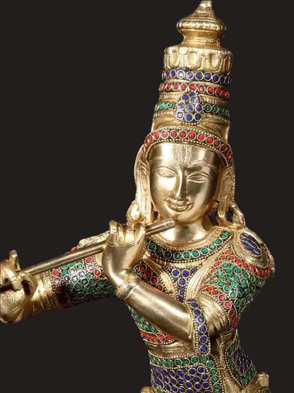 Brassaura® Brass Krishna Nandi Statue | Height 25 Inches & Weight 24.90 kg