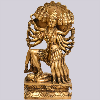 Brassaura™ Beyond Mahakali’s Ferocity | Intricately Handcrafted Brass Sculpture | Height 15.5 Inches & Weight 8.20 kgs