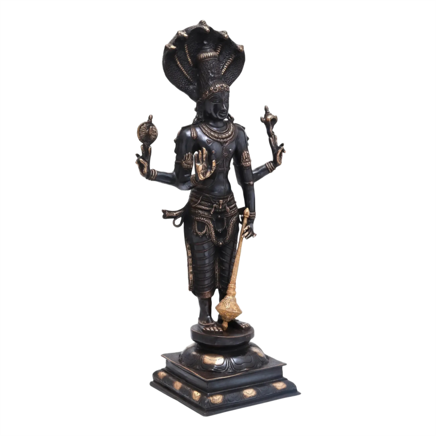 Brassaura® Lord Vishnu Statue | Pure Brass | Height 32 Inches & Weight 19.50 kgs