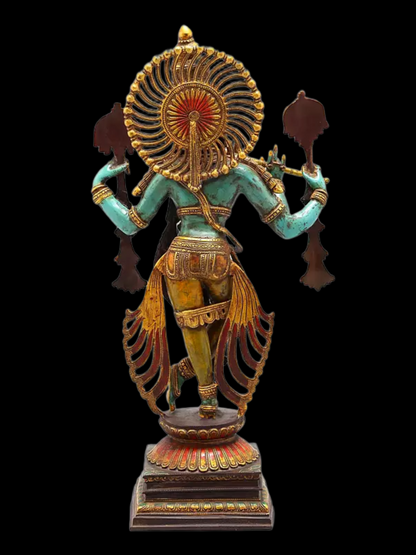 Brassaura® Brass Krishna Statue | Height 78.5 cm & Weight 25.10 kg
