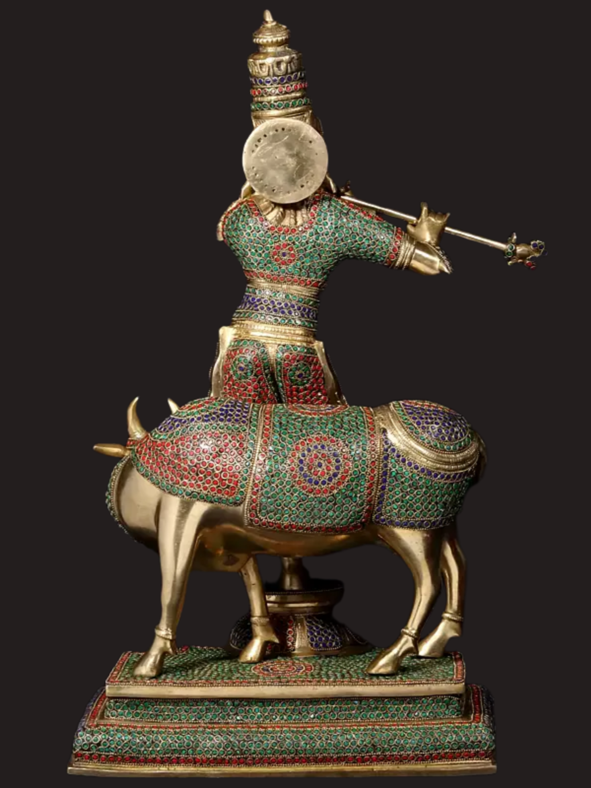 Brassaura® Brass Krishna Nandi Statue | Height 25 Inches & Weight 24.90 kg