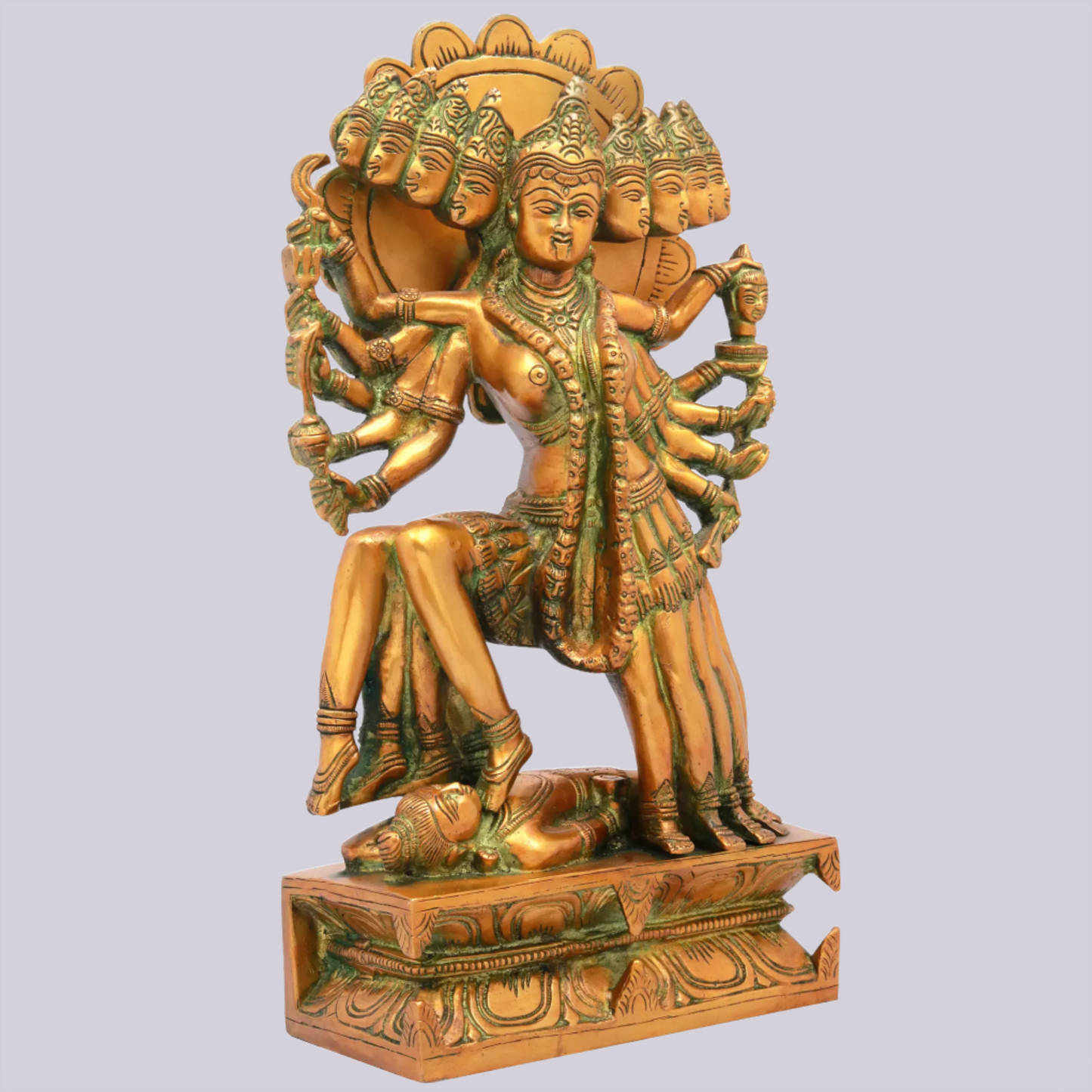 Brassaura™ Beyond Mahakali’s Ferocity | Intricately Handcrafted Brass Sculpture | Height 15.5 Inches & Weight 8.20 kgs