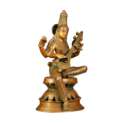 Brass Saraswati Idol for Home and Decor Height 12 Inches & Weight 4 Kgs