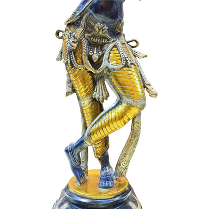 Brassaura™ Lord Krishna Brass Statue | Antique Black Stone Finish | Height 35 Inches & Weight 19 Kgs