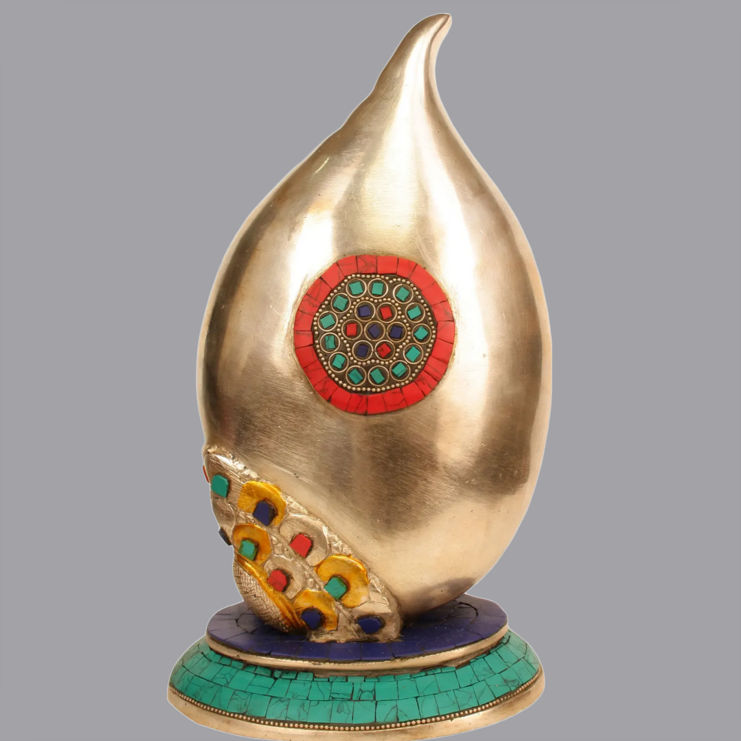 Brassaura™ Shankh Ganesha with Stone Inlay | Height 12 Inches & Weight 5.36 kgs